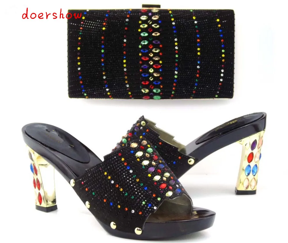 doershow Italian shoe with matching bag for wedding african shoe and bag set new design ladies