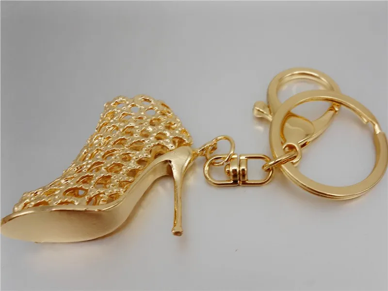 Adojewelo ювелирные изделия выдолбленные золотой цвет на высоком каблуке брелок в форме обуви брелок Chram Key Holder креативный подарок