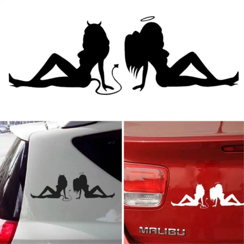 

Car decoration sticker sexy beauty silhouette film car stickers styling angel devil personality decals for BMW Mercedes Ford KIA