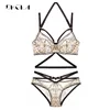 France Embroider White Lace Underwear Support Lingerie Set For Women Transparent Bra Set Sexy Halter Bandage Deep V Temptation ► Photo 1/6