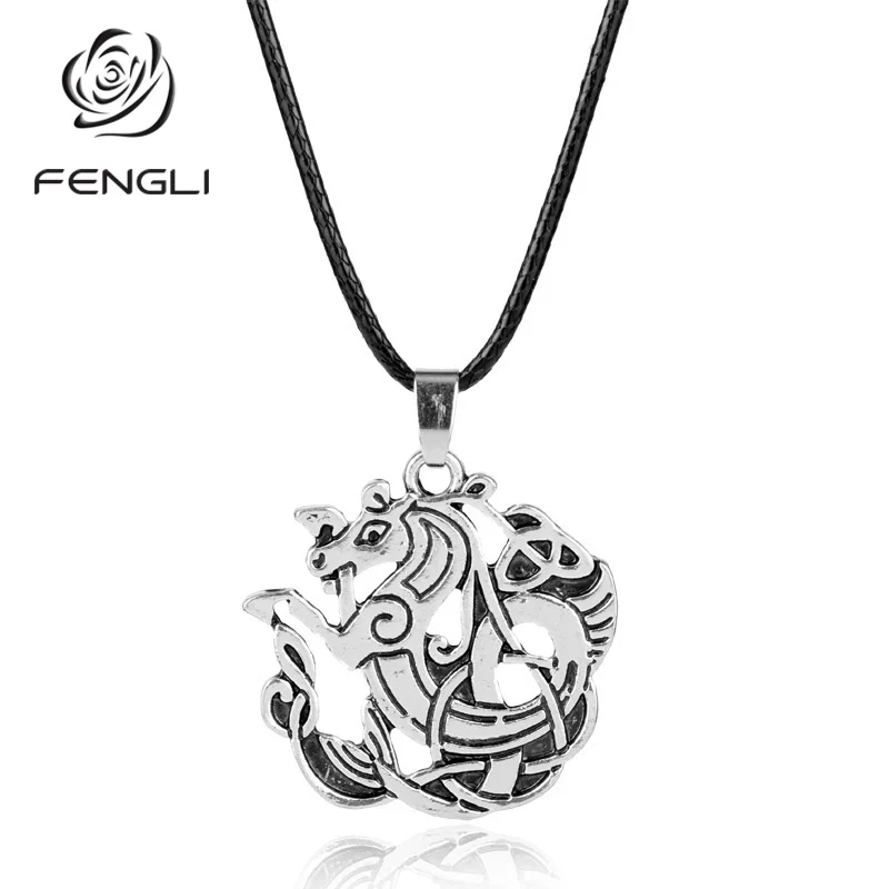 

FENGLI Vintage Pirate Dragon Necklaces&Pendants Slavic Viking Male Jewelry Statement Bar Punk Clothes Accessories