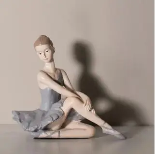 WHEEJE Modern Home Decor Ballerina Girl Dance Resin Statue Elegant Figure Craft Creative Home Desktop Decoration Dance Girl Ornaments Ornaments