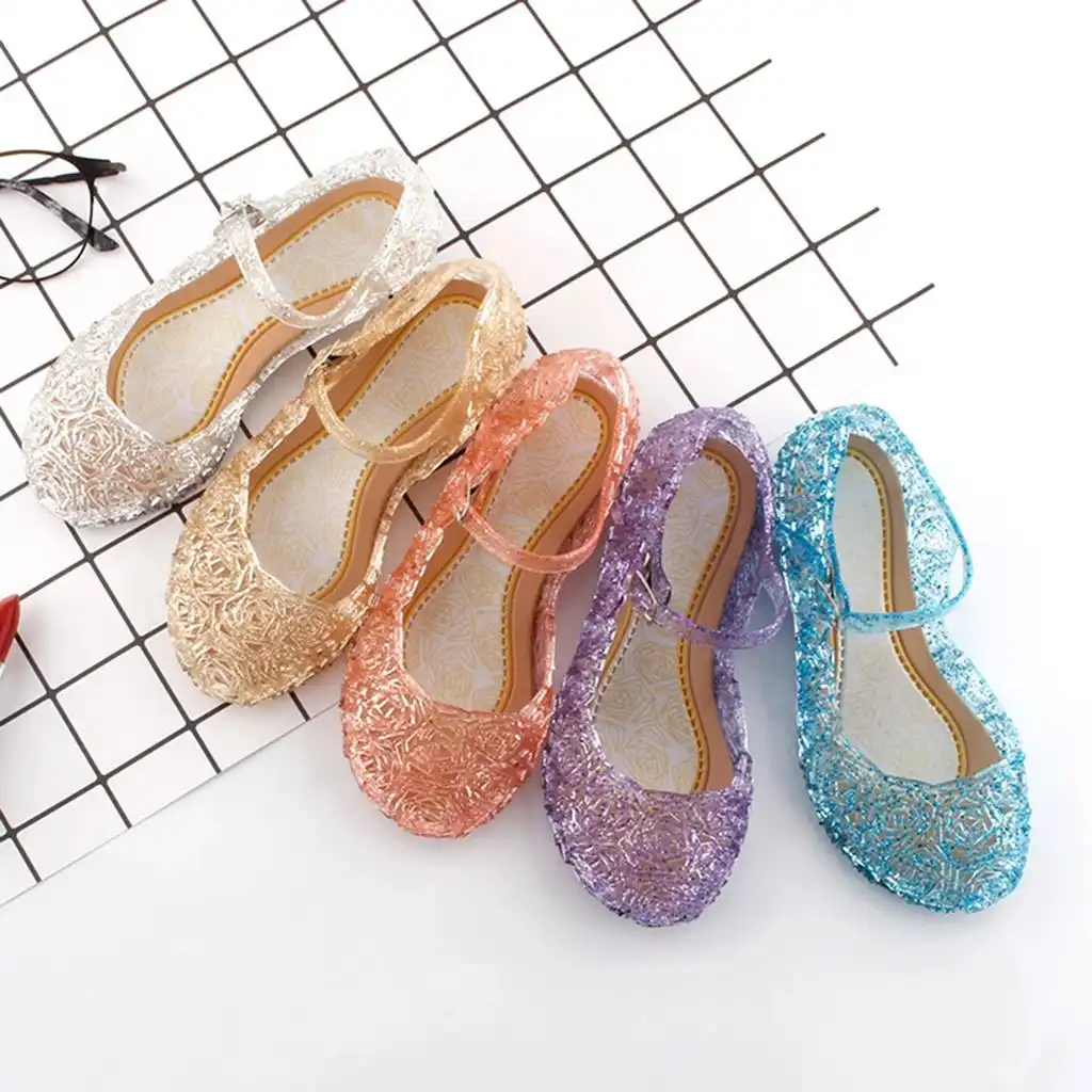 Kids Girls Frozen Princess Dress Up Party Facny Sandals Crystal Jelly Shoes