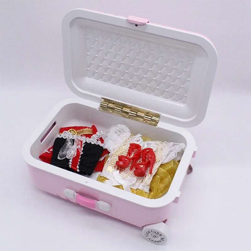 

12*17cm Baby Travel Suitcase Pink Silver Suitcase For 18 Inch Girl Kids Doll Accessories