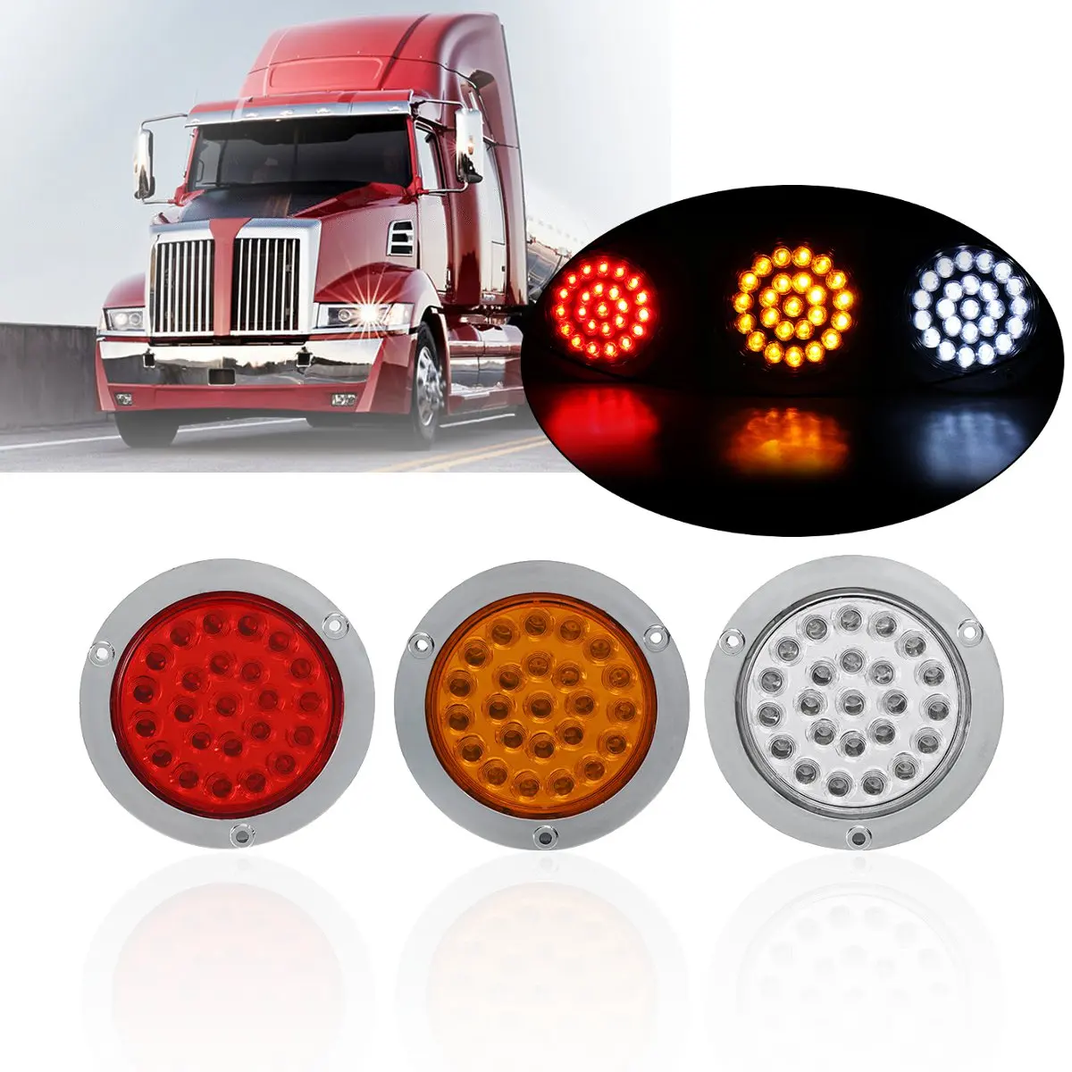 Auto Ersatz Reparaturteile Bus Car Boat Truck 24 Led Yellow Rear Tail Brake Stop Marker Lights Red Auto Motorrad Teile Infos Sn