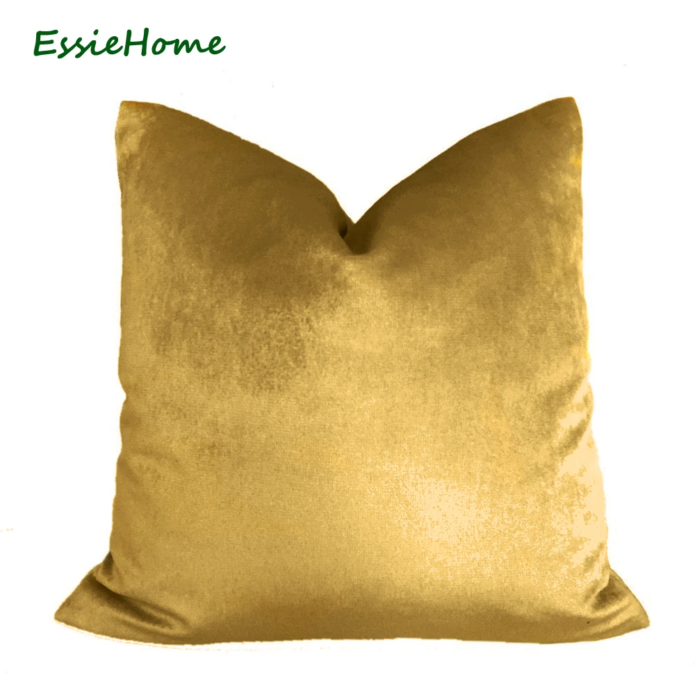 ESSIE HOME Luxury Glossy Silk Velvet Cushion Pillow Bronze Gold Velvet