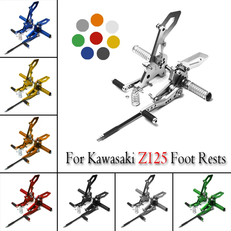 

For Kawasaki Z125 Foot Rests Motorcycle Full CNC Aluminum Adjustable Footrest Sets Rear Pegs Accessories
