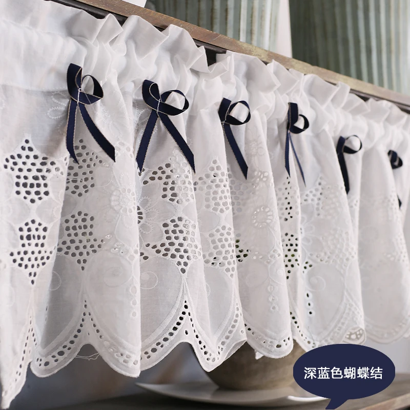 

Embroidered Half Curtains for bedroom short Curtain Kitchen Balcony Door Decorative Cafes Curtain Cloth Lace Curtain QT028-30