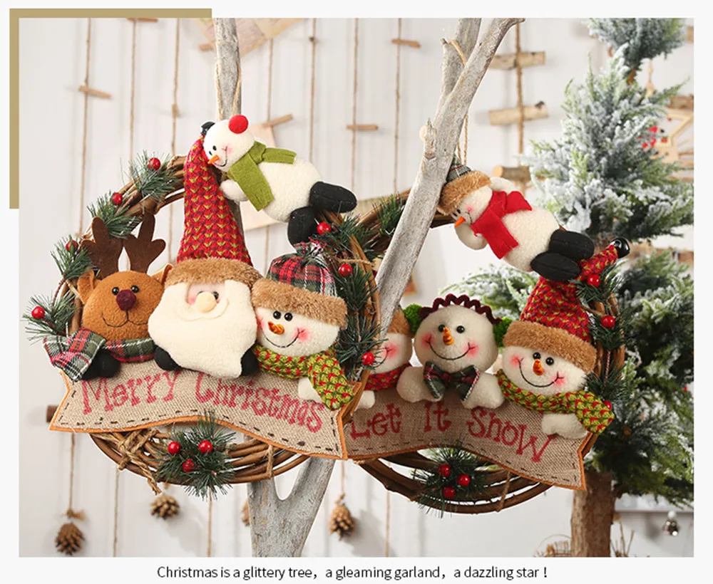 Надпись "веселого Рождества" Венок кукла подвесные гирлянды украшения Рождественские украшения для дома Noel Navidad ремесла новогодний декор