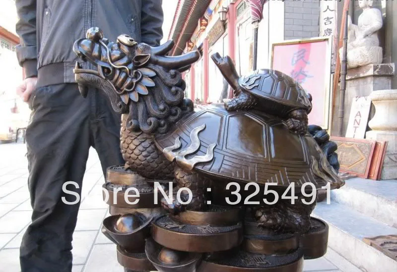 

chinese Feng Shui red bronze On Yuanbao Dragon tortoise tortoise beast statue free shipping