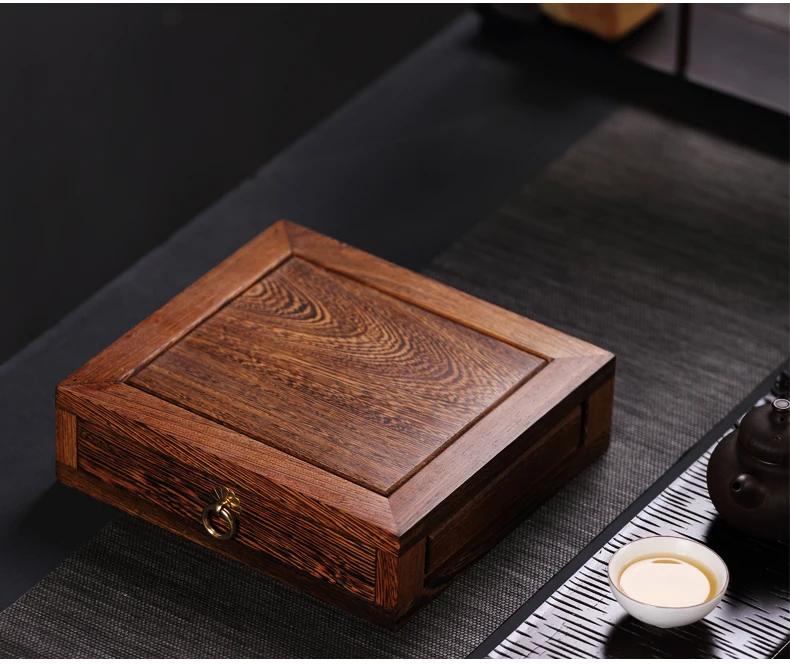 Коробка для хранения чая из натурального массива дерева, однослойный ящик для чайного торта, коробки для подноса, тарелка, чайная посуда, аксессуары, разделитель пуэр, искусство