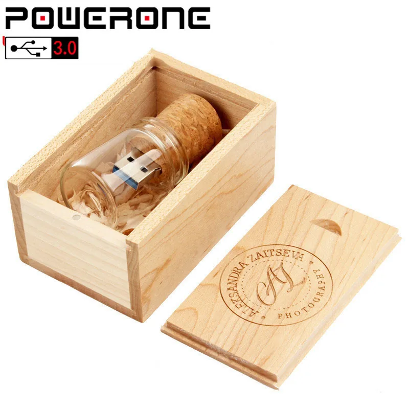 PWERONE USB 3,0 стеклянная бутылка с пробкой USB флеш-накопитель стеклянная бутылка Флешка 4 ГБ 8 ГБ 16 ГБ 32 ГБ 64 ГБ свадебный подарок