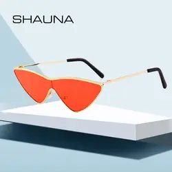 SHAUNA модные Карамельный цвет Для женщин солнцезащитные очки кошачий глаз ретро дамы оттенки красного тонированные линзы UV400