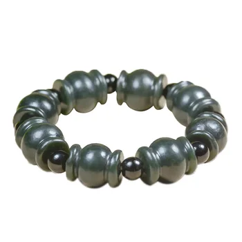 

Drop Shipping Natural XinJiang HeTian Jade Bracelets Lucky Amulet Jade Gourd Bucket Beads Bamboo Festival Bracelet For Women Men
