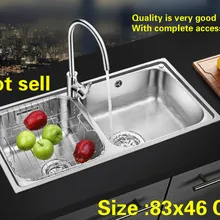 Бытовой Стандартный Большой кухня двойной паз раковина 304 нержавеющая сталь весь рисунок Лидер продаж 83x46 см