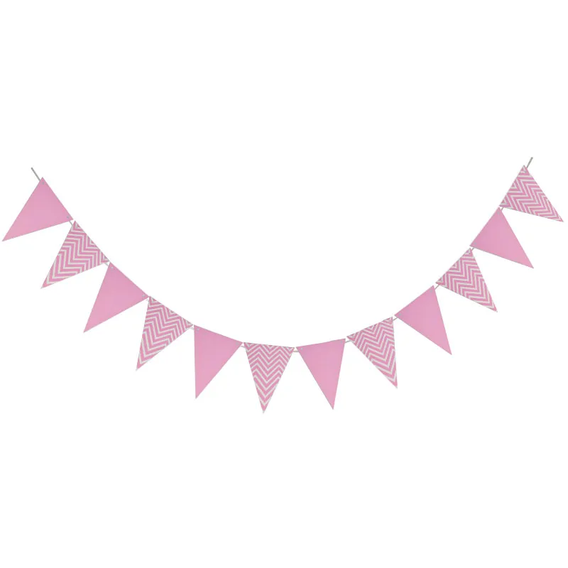 3m 12 Flag Gold Pink Paper Board Garland Banner For Baby Shower Birthday Party Decoration Kids Room Decoration Garland Bunting - Цвет: pink