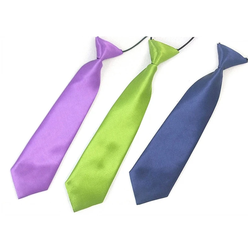 Мальчик галстук дети для школы мальчик Свадебный галстук шеи галстук упругой сплошной Цвет пятно