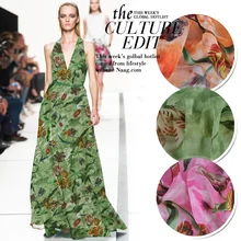 1 метр печатная шифоновая ткань для шитья 6 мм чистый шелк ткани tissu стежка telas для лоскутной одежды ткань тюльпаны цветы