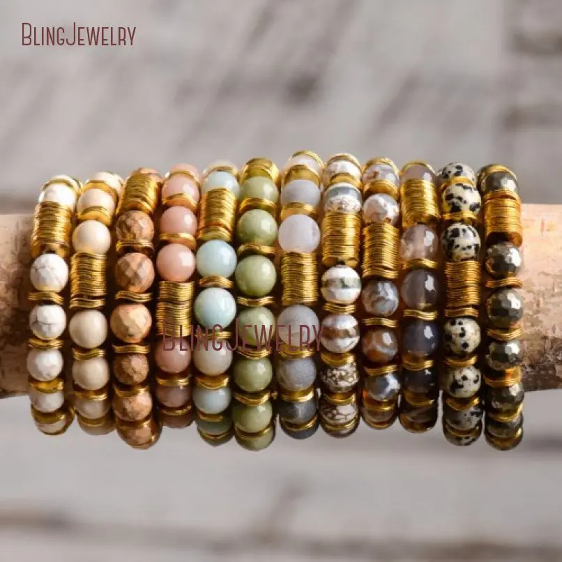 

Ruffle Washer Stone Beads Bracelet Gold Color Spacer Beads BM20286