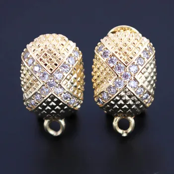 

Micro Pave CZ Clip Back Earrings Connector Linker Creative Gold Silver Findings for Women Hanging Dangle Earrings Big Geometric