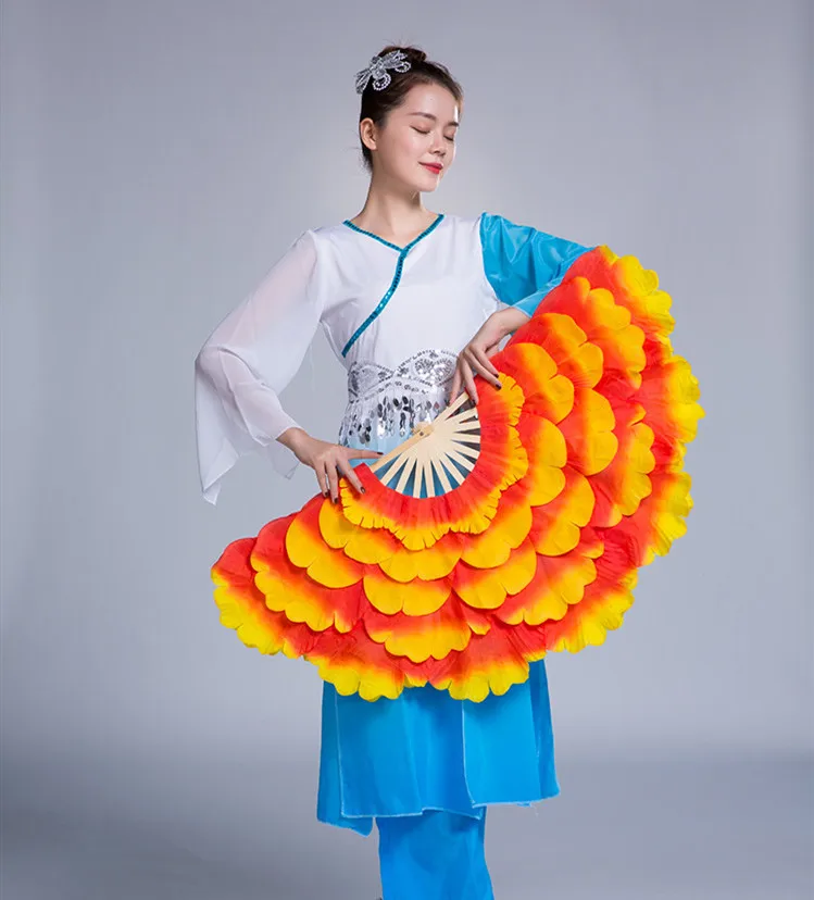 Китайский пион Блоссом бамбуковый складной танцевальный Ручной Веер для танца янгко танцевальный реквизит градиентный цвет для детей и взрослых