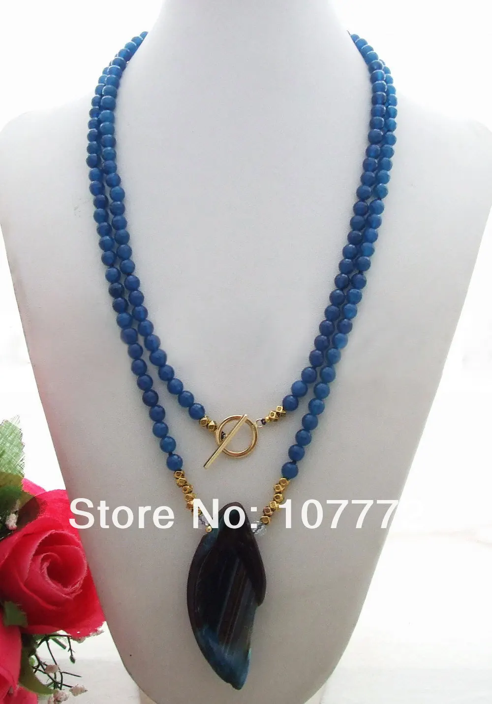 

44" Onyx&Stone&Crystal Necklace
