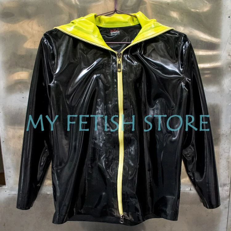 

(RD813)Luxury Custom Top quality 100% natural latex jacket second skin latex catsuit fetish wear
