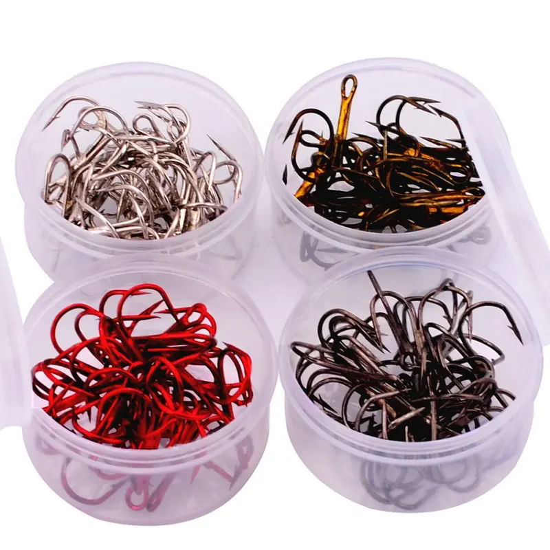 

2017 20pc/Box 2/4/6/8/10# Lead Head Hook Pesca Fishhook High Carbon Steel Treble Hooks Fishing Tackle