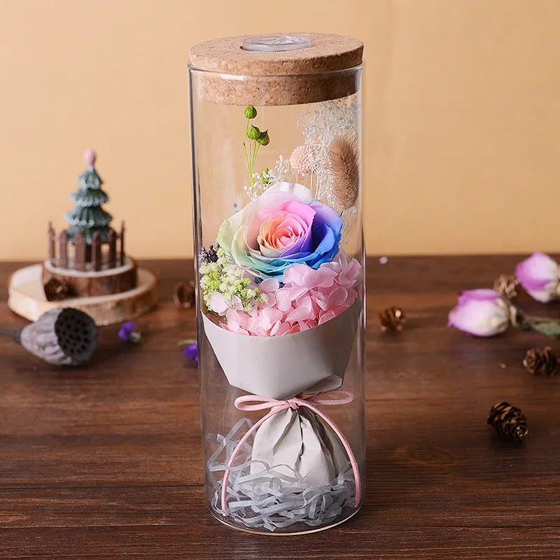 

real dried flowers prince glass cover fresh preserved rose Flower Immortal eternal rose for Valentine's Day Christmas Wedding