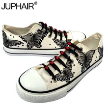 JUP Women Animated Cartoon Anime Butterfly Despicable Me Minion Shoe Couples Hand Painted Canvas Shoes Casual Black Tie Shoelace