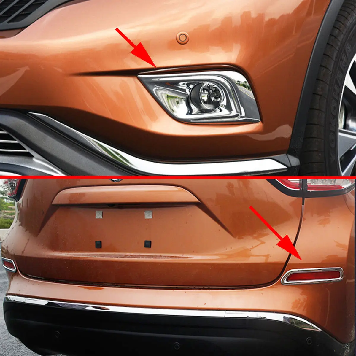 4X Chrome Parts Front + Tail Rear Fog Light Lamp Cover Trim Fit For Nissan Murano 2015 2016 Accessories Exterior Modeling 4X Chrome Parts Front + Tail Rear Fog Light Lamp Cover Trim Fit For Nissan Murano 2015 2016 Accessories Exterior Modeling