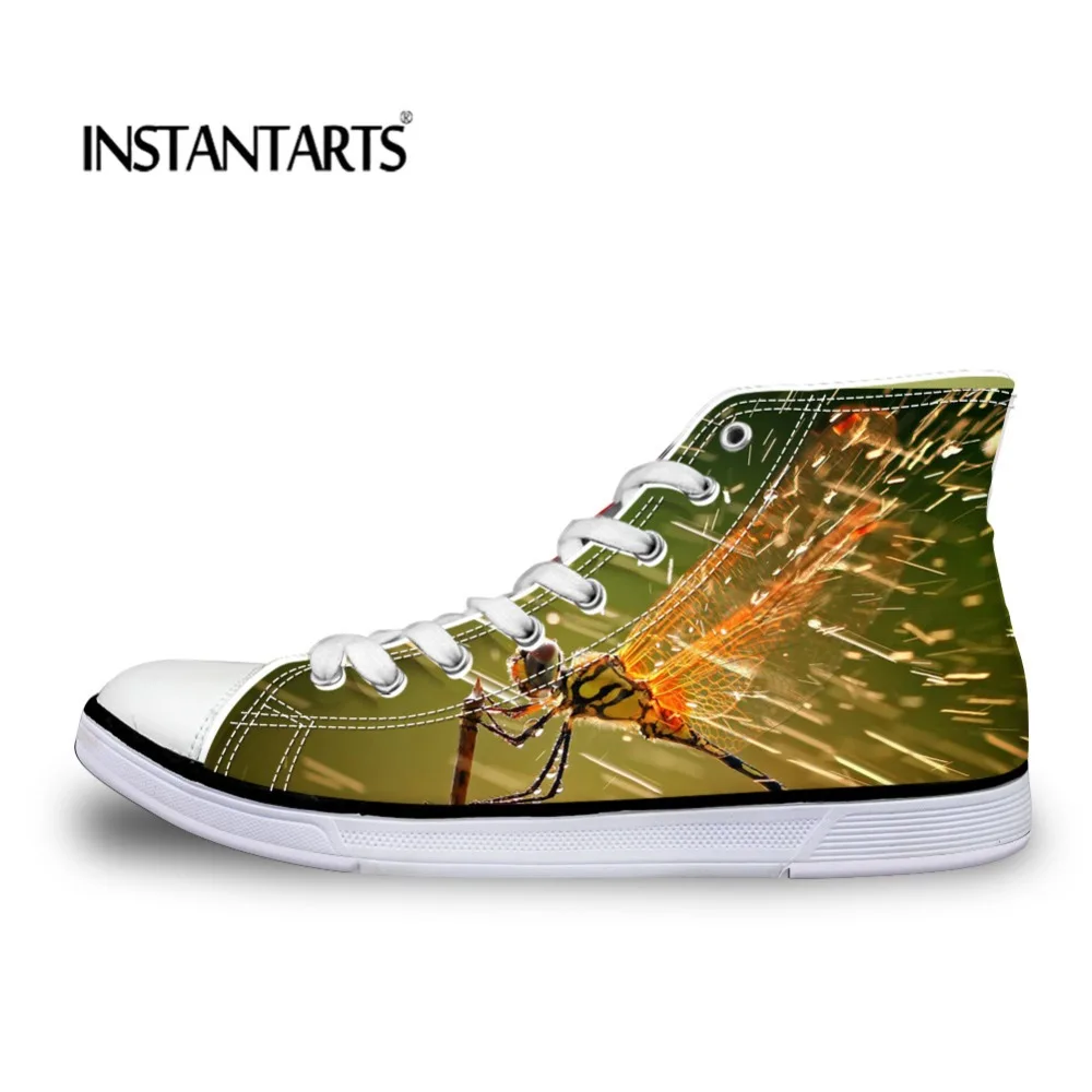 

INSTANTARTS Fashion 3D Printed Vulcanized Shoes Dragonfly Canvas Shoes Lady Flat sneakers Lace Up Shoes Woman Casual Sneakers