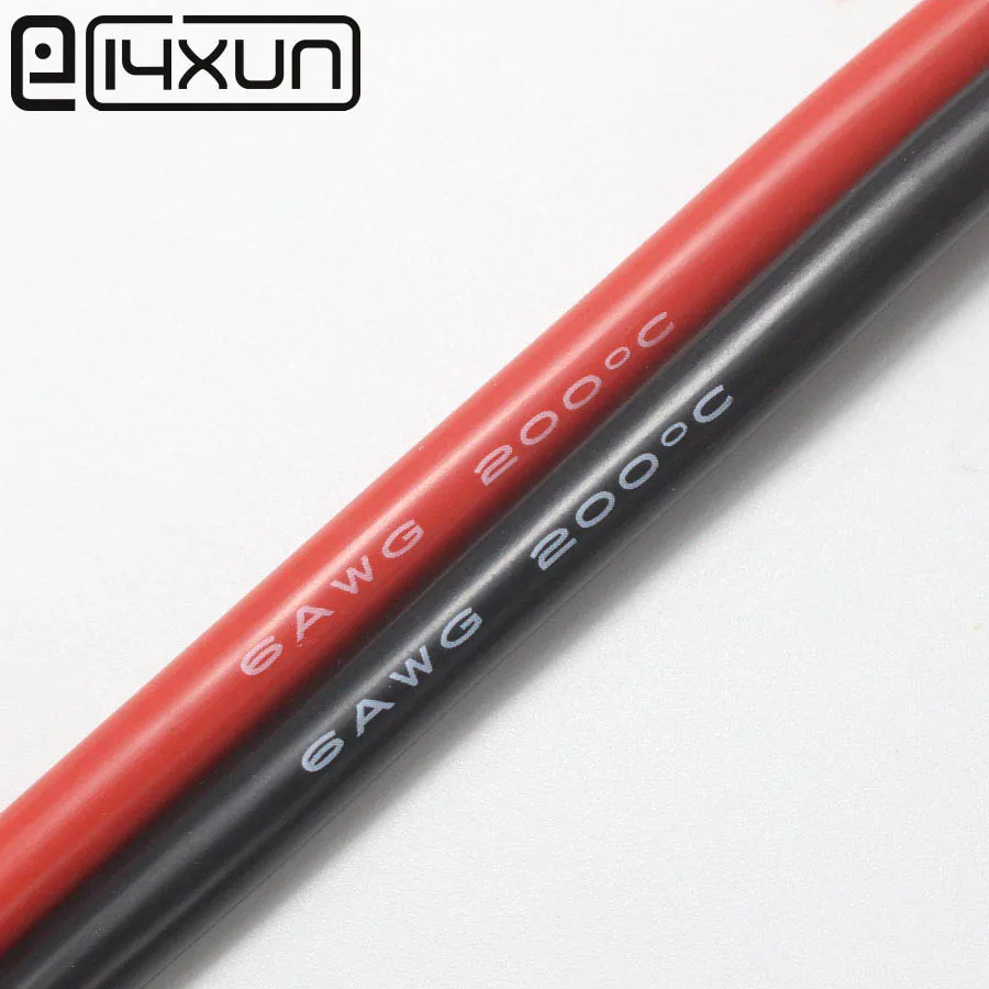 

0.5metre Original Silicone Wire 6 AWG Cables Red Black Tinned Copper Wire Soft wires 6AWG -60 to +200 Degree High Temperature