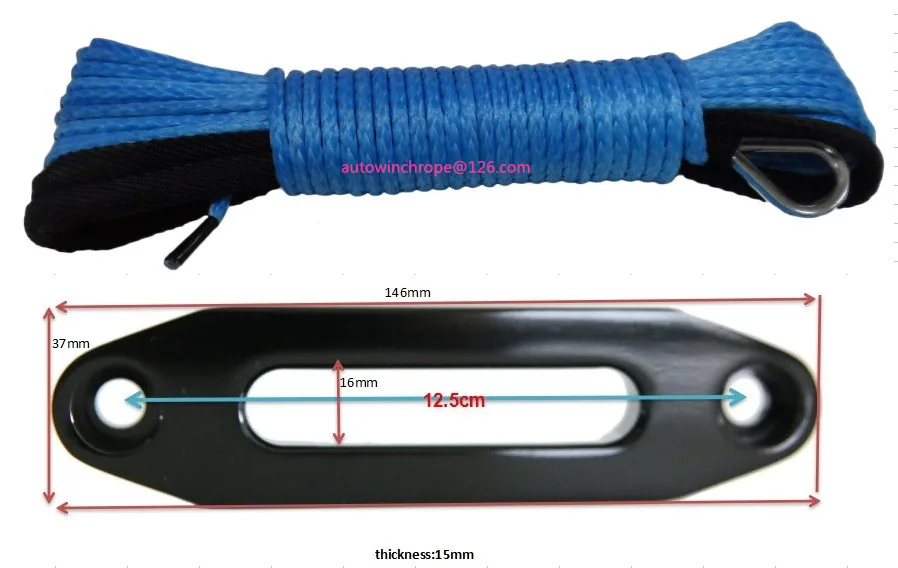 Синий 5 мм* 15 м трос лебедки с 4000lbs черный лебедка Fairlead, синтетический трос лебедки, 3/1" лодка трос лебедки для авто Запчасти