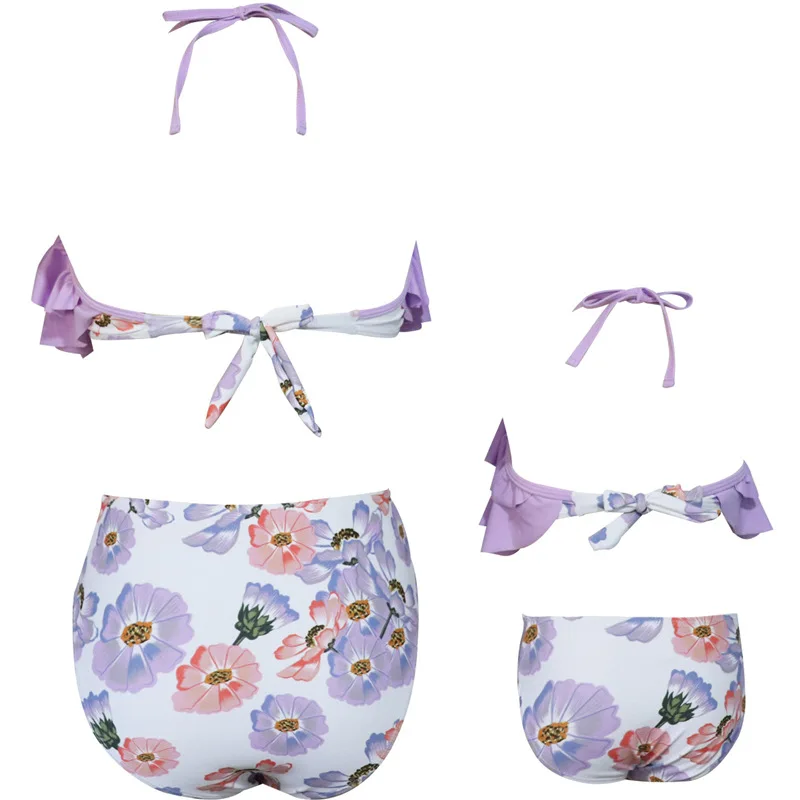 Г., одинаковый плавательный костюм для мамы и дочки комплект с двойным принтом в виде листьев лотоса для родителей и детей, одежда для всей семьи