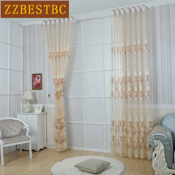 

High quality jacquard lace tulle curtains for Living Room Window with Bedroom Windows 3 colors can choose luxury Voile Curtain