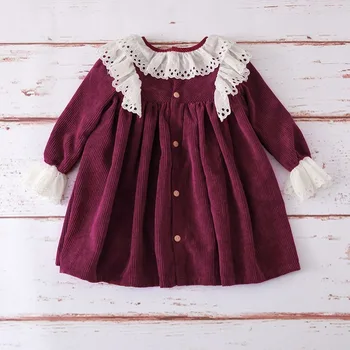 

Roimyal Wholesale 2019 Spring and Autumn New Lace corduroy dress toddler kids comfortable soft dresses 2-7years free shipping