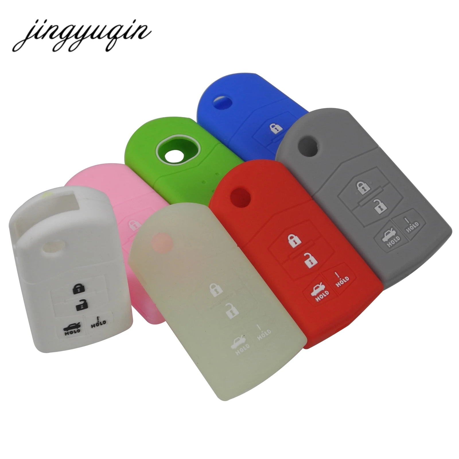 

jingyuqin 10pcs/lot Silicone 4 Button Remote Flip Key Fob Cover Case For Mazda 3 5 6 CX-7 CX-9 RX-8