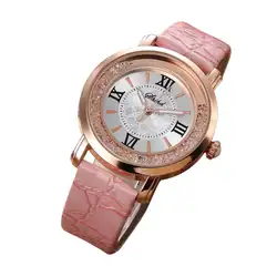 Для женщин часы Мода часы Роскошные милые кожаные Нержавеющая сталь удобные кварцевые часы популярные высокое качество темперамент