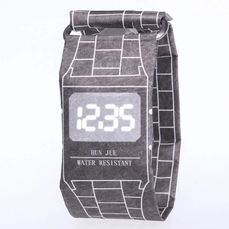 Креативные водонепроницаемые цифровые часы Tyvek-paper для мужчин, женщин, мальчиков, девочек, модные светодиодный часы, Уникальные повседневные электронные часы