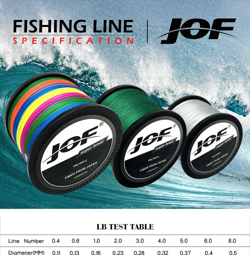 Linha de Pesca tipo Série Preto Multifilamento pe Trançado 4 Vertentes Super Forte 10lb-80lb Jof 300 m 500m 1000 1 Linhas de pesca