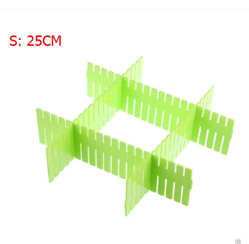 4 шт. 32*7/25*7 см DIY сетка пластиковый разделитель ящика регулируемый пластиковый разделитель ящика органайзеры нижнее белье носки CL531 - Цвет: green-S