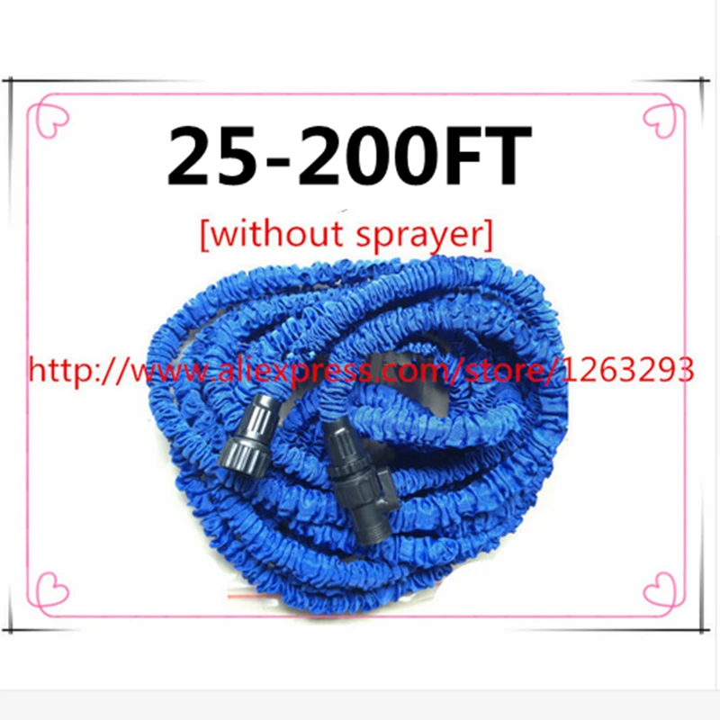 

Magic flexible hose expandable 25FT-200FT Garden hose reels Water valve blue watering water hose connector[without sprayer]