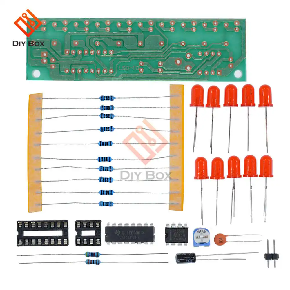 

LED Light Chaser Water Flowing Light LED Electronic DIY Kits Module NE555 + CD4017 Driver Water Powered NE555 Circuit Red