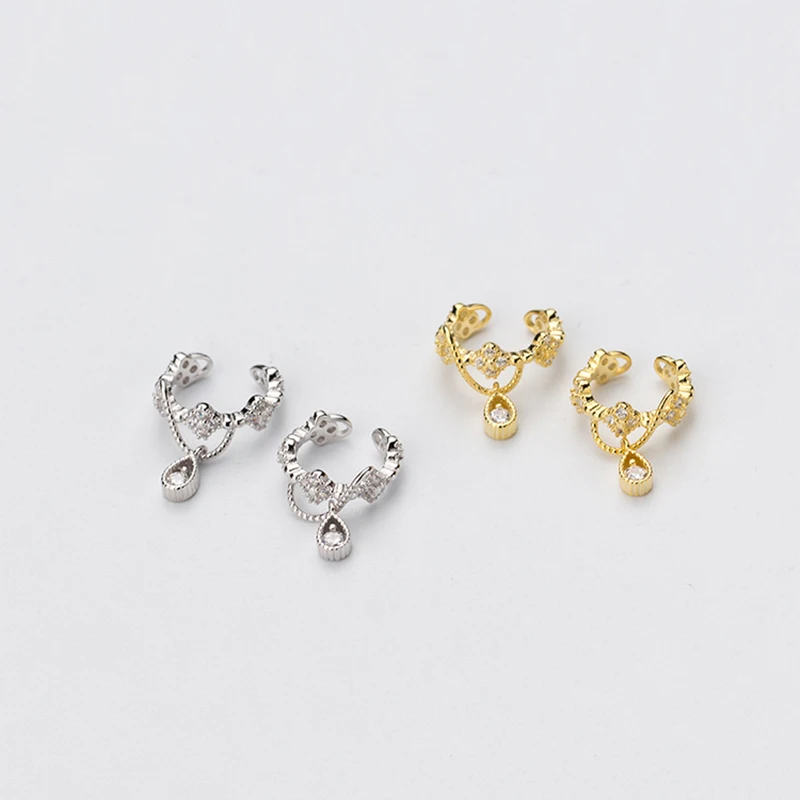 Серьги клипсы Peri'sBox 925 Серебряные стразы для женщин минималистичные серьги
