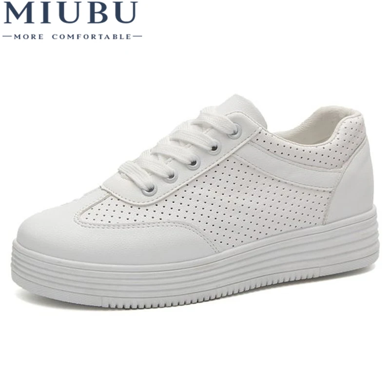 

2019 MIUBU Women New Arrival Sneakers Spring Autumn Pu Leather Casual Shoes Lady Fashion Lace-Up Platform Shoes