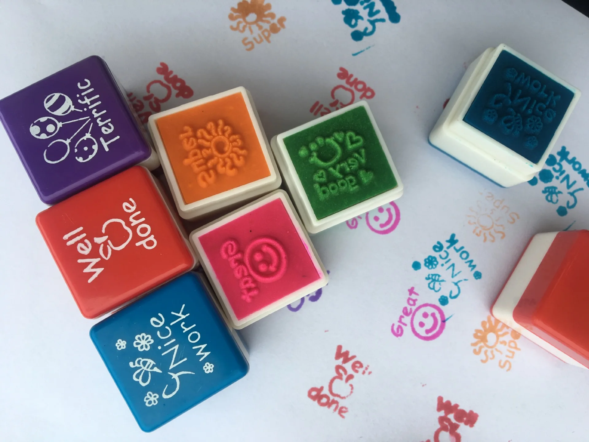  6pc/set Kindergarten Teachers reward Stamper Children School Motivation Praise Reward Stamps Sticke - 33032403337