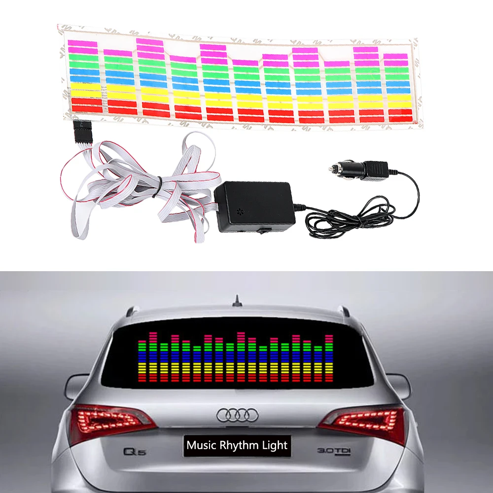 

ITimo Car Music Rhythm Light LED Flash Lamp Sound Activated Auto Interior Light Source Car-styling Rear Window Sticker 45x10cm
