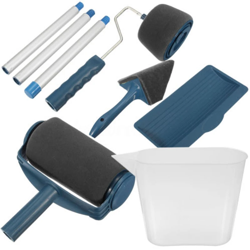 JX-LCLYL 8Pcs Wall Paint Roller Pro Brush Handle Flocked Edger Painting Runner Tool W/Jug
