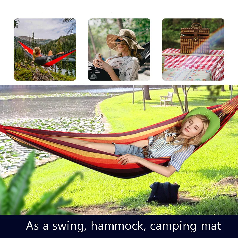 Outdoor Hammock Portable Sleeping Bed 200cm80cm single Camping Hanging Hammock Travel Furniture Parachute As Swing Camping mat  (5)